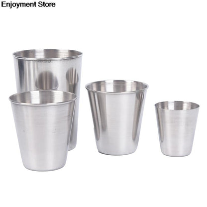 30ml/70ml/170ml Outdoor Camping Cup Tableware Travel Cups Set Stainless Steel Cover Mug Drinking Coffee Tea Beer With Case