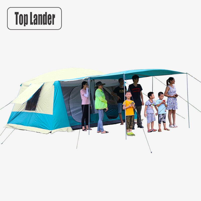 Large Camping Tents Family  8-12 Person 2 Bedrooms Full Cover Double Layer Super Waterproof Outdoor Party Beach Big Cabin Tent