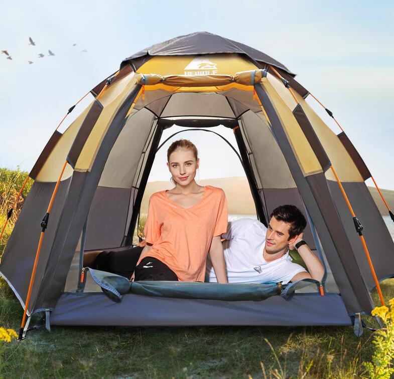 Hewolf Quick Automatic Open Tent 3-8 Person Double Layer Large Camping Family Outdoor Recreation Party Tents Awning Beach Tent