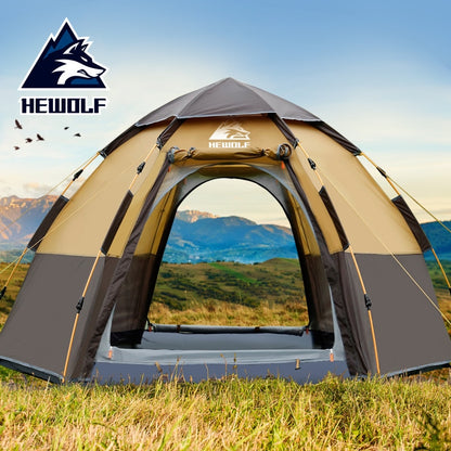 Hewolf Quick Automatic Open Tent 3-8 Person Double Layer Large Camping Family Outdoor Recreation Party Tents Awning Beach Tent