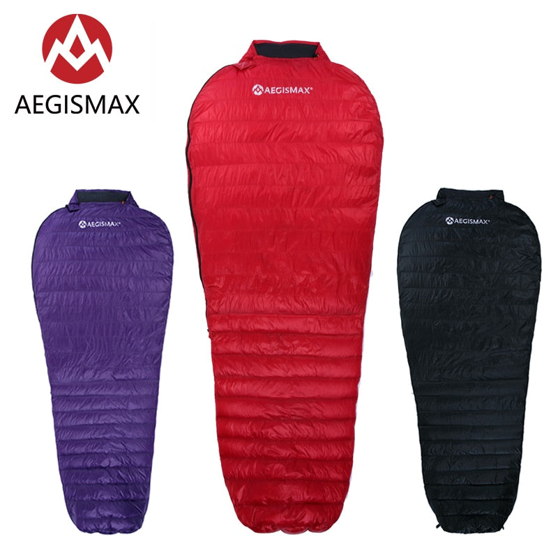 AEGISMAX Ultra-Light Adult Outdoor Camping Down Sleeping Bag Nylon Mummy Three Season Goose Down Sleeping Bag