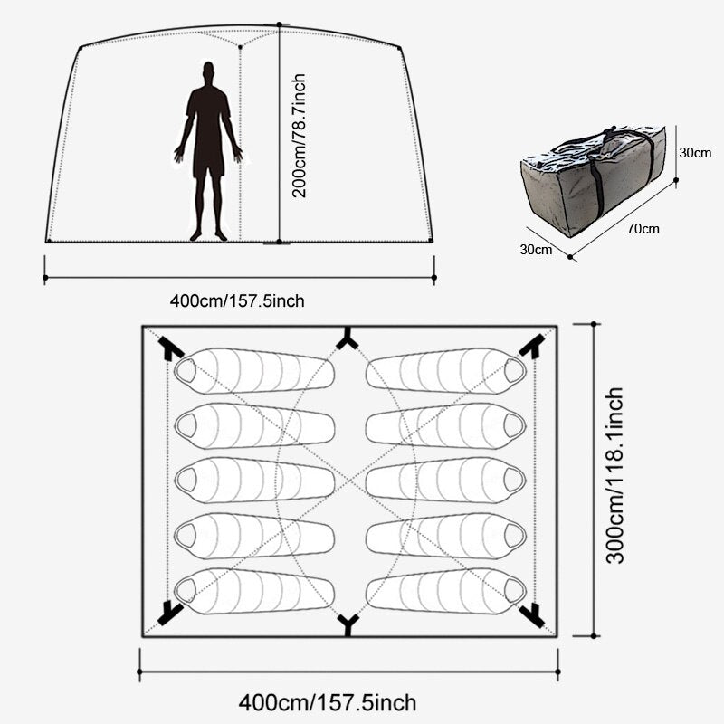 Large Camping Tents Family  8-12 Person 2 Bedrooms Full Cover Double Layer Super Waterproof Outdoor Party Beach Big Cabin Tent