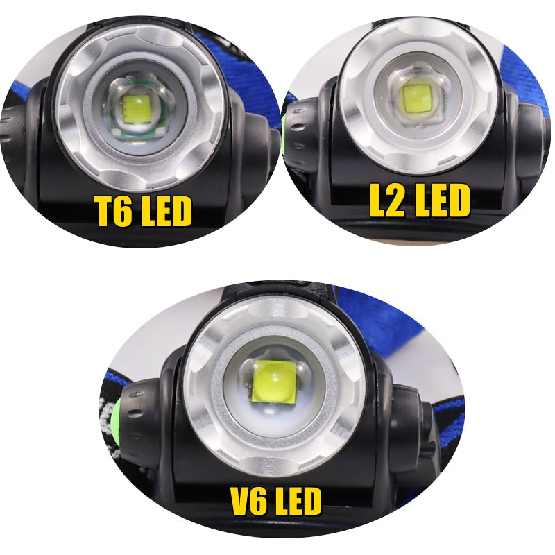 Portable zooming xml-t6 L2 V6 Led Head lamp ZOOM Fishing headlight Camping Headlamp Hiking Flashlight  Bicycle light torch