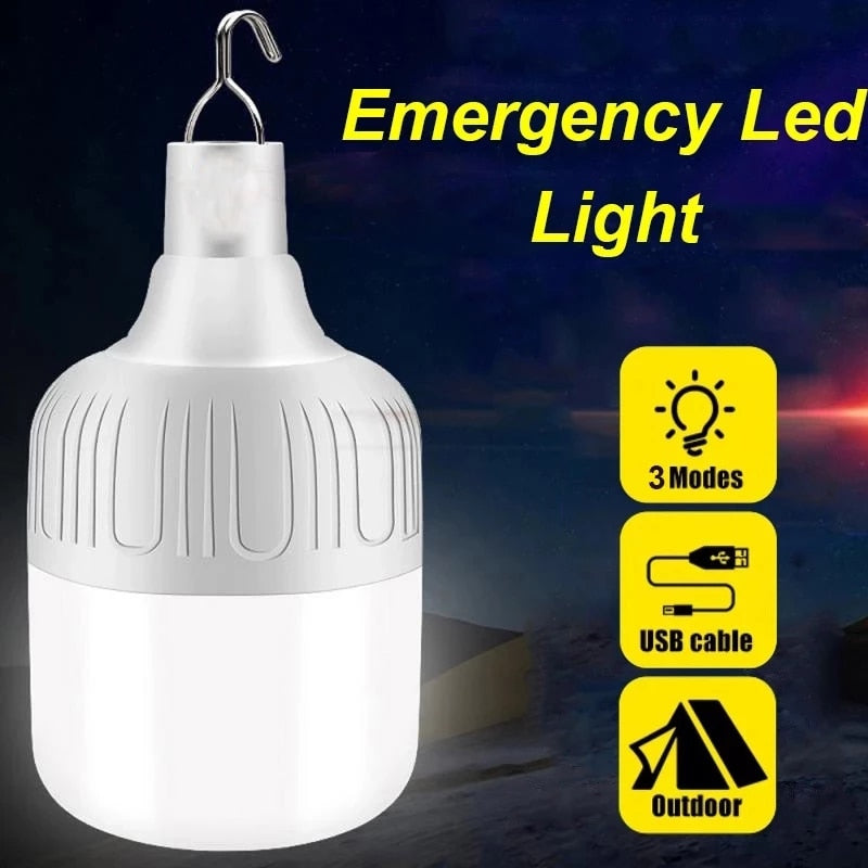 60W Camping Light Emergency Lights Outdoor USB Rechargeable LED Bulb Lamp For Fishing Camping PatioPorch Garden Lighting Lantern