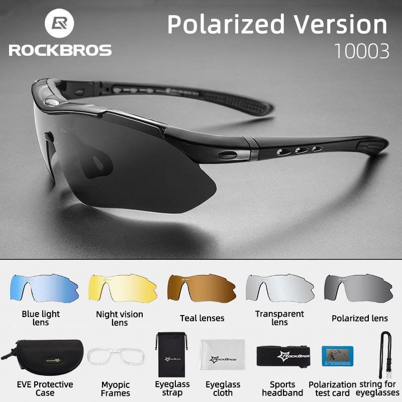 ROCKBROS Cycling Polarized glasses Bike Photochromic Outdoor Sports Sunglasses MTB PC Goggles Eyewear 5/3 Lens Bicycle Accessory