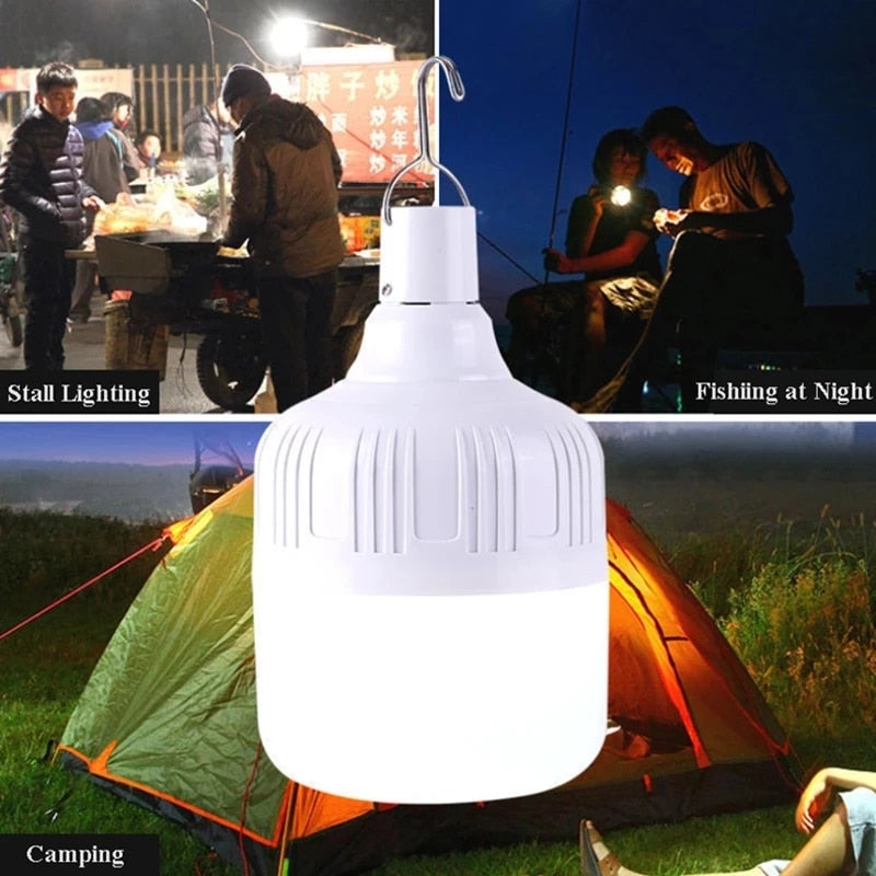 60W Camping Light Emergency Lights Outdoor USB Rechargeable LED Bulb Lamp For Fishing Camping PatioPorch Garden Lighting Lantern