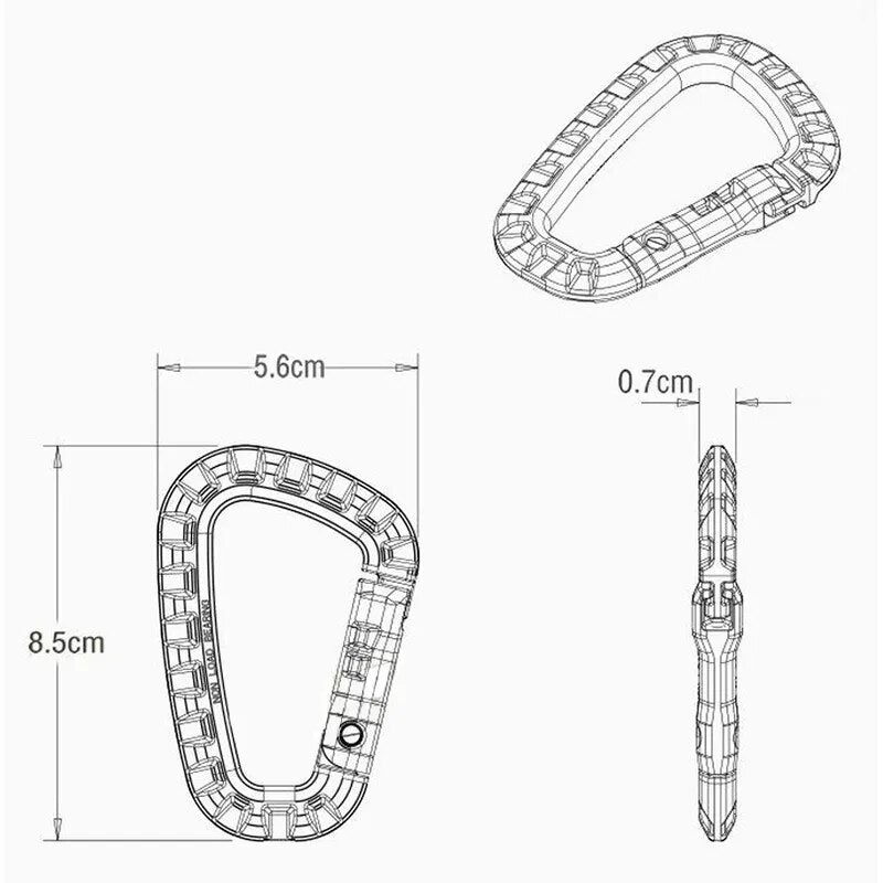 5pcs 8.5cm Tactical Backpack Buckle Fast Tactical Carabiner Plastic Hook D Shape Mosqueton EDC Gear For Outdoor Camping